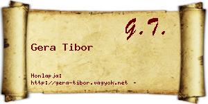 Gera Tibor névjegykártya